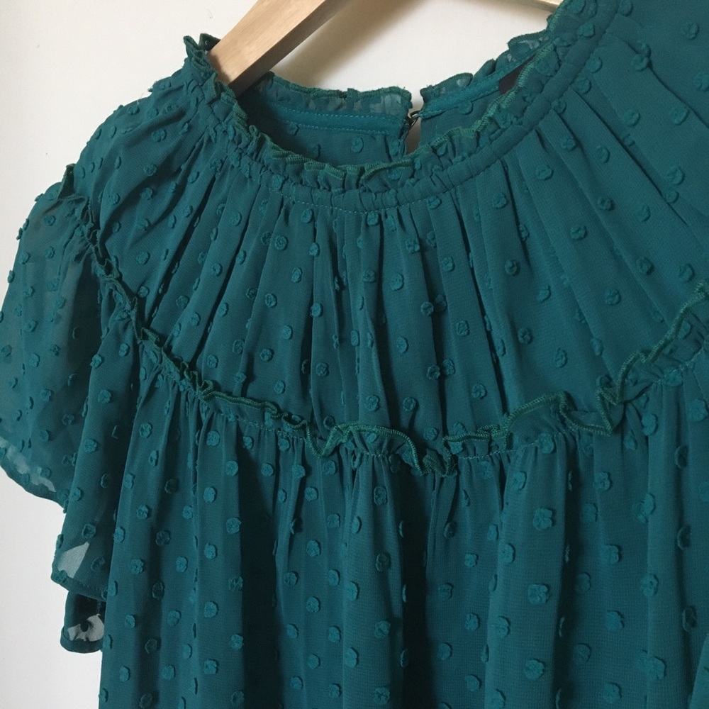 NWOT J.Crew Gathered Bib Top in Drapey Swiss Dot - Picture 3 of 7